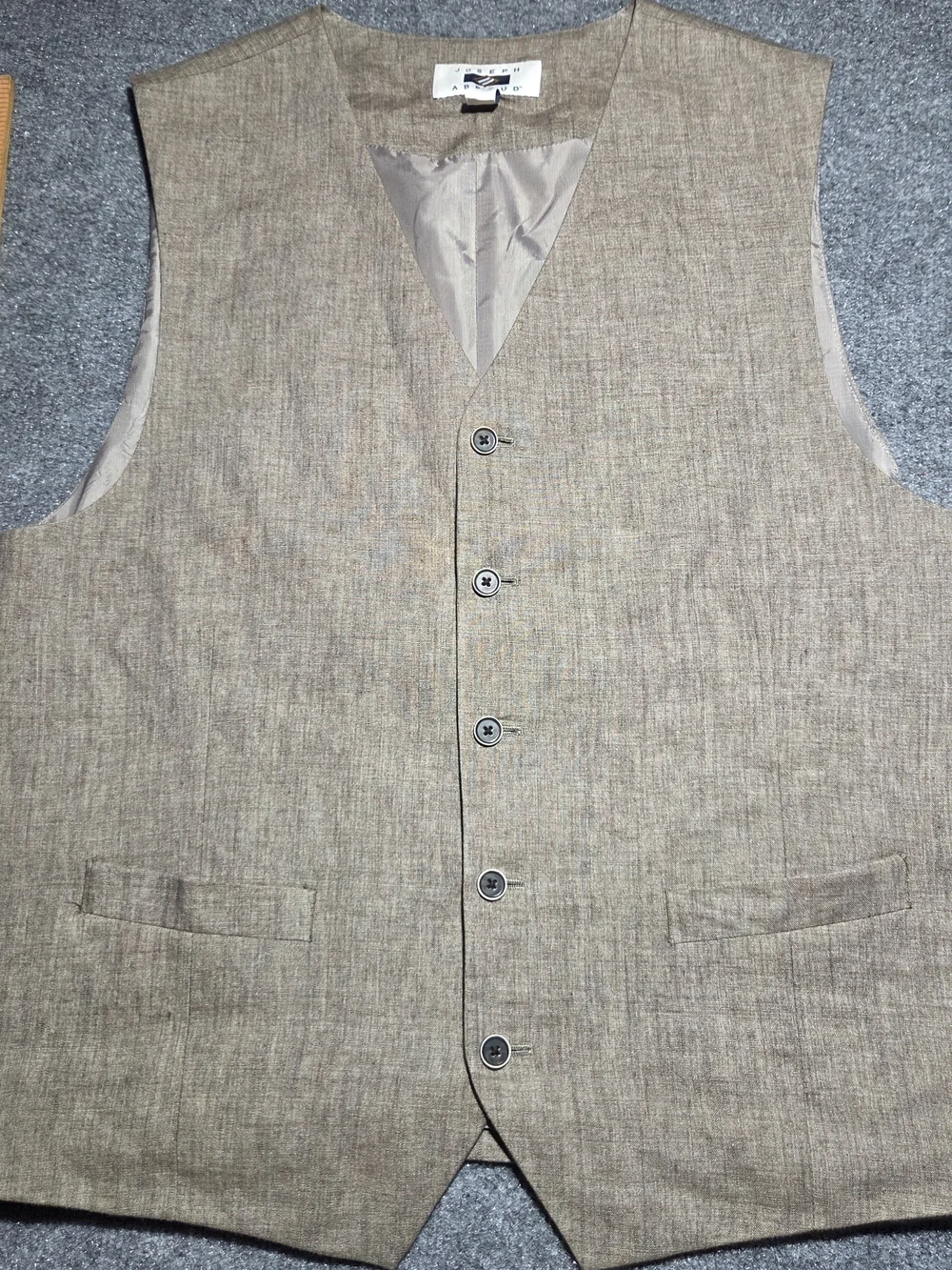 Joseph Abboud Mens XL Linen Suit Vest Leomaster Italian Fabric Brown
